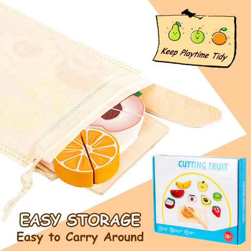 Embosomitr Sets 12PCs 3+ Wooden Cutting Fruits Food Toys Play Food for Children Kitchen Educational Learning Toy