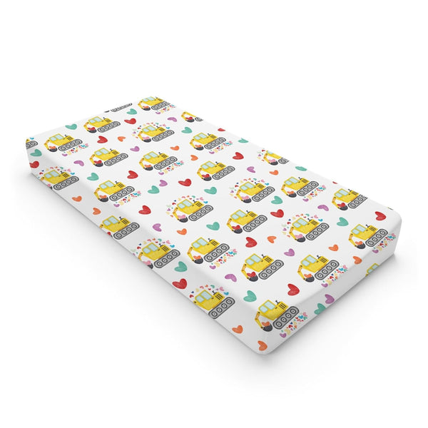 Valentine Truck Love Excavator Changing Pad Cover, Soft Stretch Fitted Changing Table Mats for Boys Girls, 32" x 16"