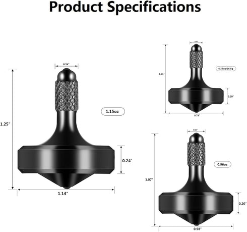 9 3PCS Exquisite Metal Spinning Top, Nicely Machined Stainless Steel Fidget Toy, Perfect Balance Spin Time for Over