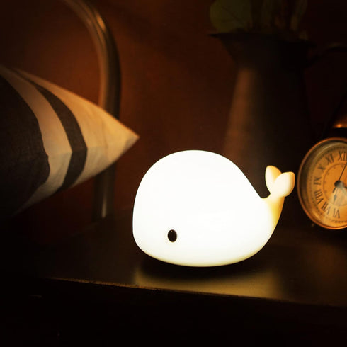 OURRY Cute Whale Night Light for Kids,Kawaii Baby Night Light with 7 LED
