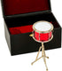 Miniature Snare Drum with Case, Mini Percussion Musical Instrument, Dollhouse Model Christmas Ornament Gift