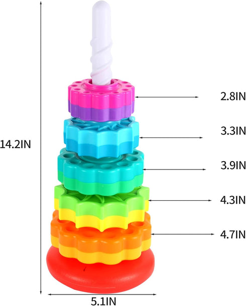 Spinning Stacking Toys - Rainbow Tower, Kids Stackable Spinning Toy for Toddlers, Educational Toy