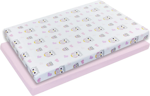 2 Pack n Play Mattress Sheets 100% Percale Weave Cotton Soft Portable