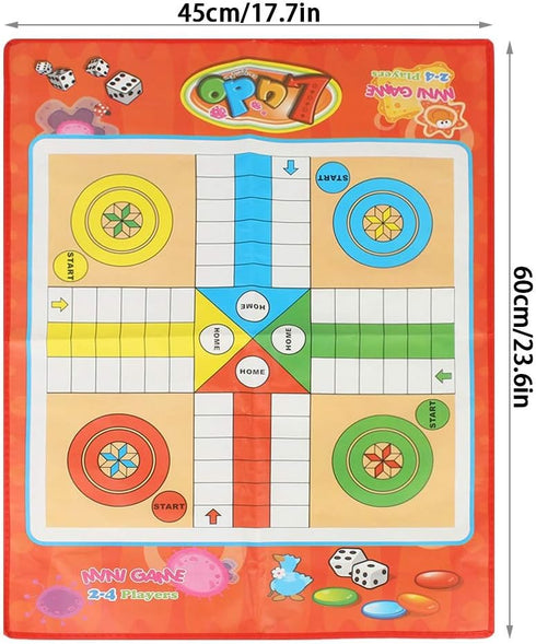 Ludo Board Game Set, 23.6 x 17.7inch Non-Woven Fabric Foldable Snakes and Ladders Game Set