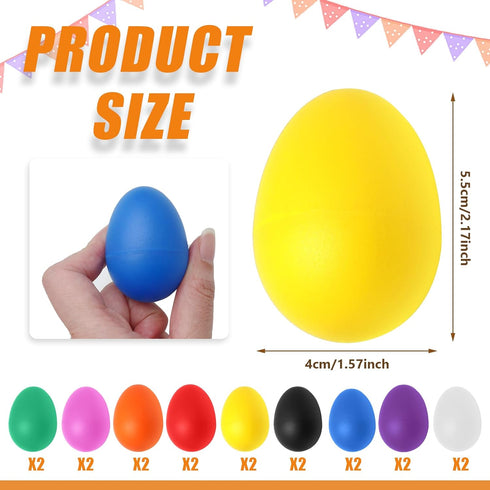 18 PCS Plastic Egg Shaker Set (9 Color), Musical Hand Percussion Shakers, Egg Maracas Instruments for Music Learning DIY