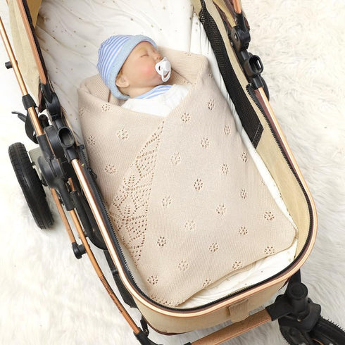100% 100x80cm LAWKUL Cellular Blanket Baby Cotton Knitted Soft Babe Crochet Blankets for Newborn Boy Girls Toddler