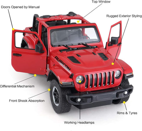 RASTAR Off-Road Remote Control Car, 1:14 Jeep Wrangler JL RC Racing Vehicle Toy for Kids and Adults, 2.4Ghz RED