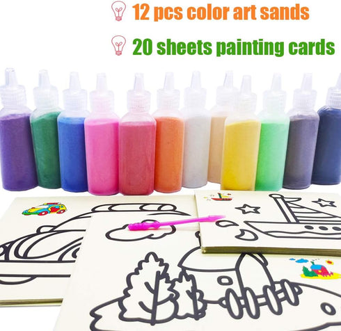 Zddaoole 32 12 20 Set, 1.25oz PCS Art Sand Kit - Color Scenic Sand With Sheets Sand Art Painting Cards DIY Arts