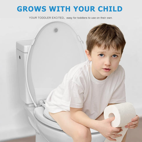 Hosslly 19" Elongated Toilet Seat with Built in Potty Training Seat, Potty Training Toilet Seat for Toddlers, Magnetic