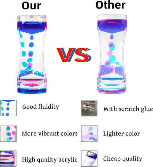 (10 Pack) Oneshow Liquid Motion Bubbler Colorful Oil and Water Sensory Toys Hourglass Bubbler Timer for Kids Calm