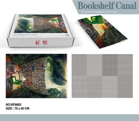 1000 Piece Bookshelf Canal Jigsaw Puzzle for Adults - Perfect for Mother's Day, Christmas, Birthday Gifts