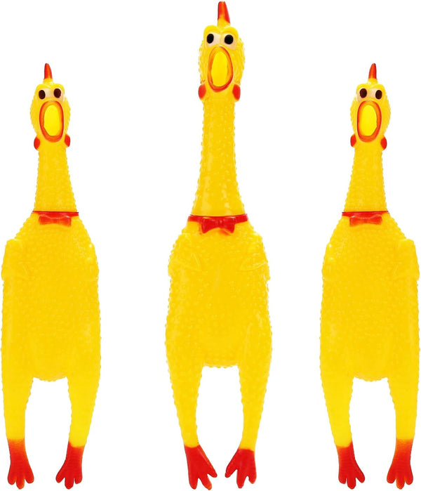 POPLAY 3 PCS Squeaky Rubber Chickens, Prank Novelty Toys for Dogs