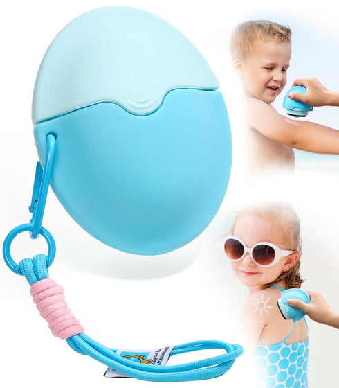 Sunscreen Applicator Brush Set for Kids, Adults & Families - BPA Free & Refillable, Sun Lotion Applicator (Blue)