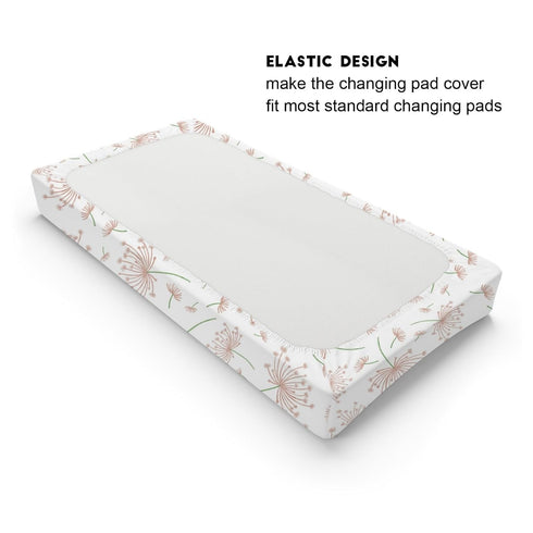 Boho Pink Floral Baby Changing Pad Cover, Soft Breathable Nursery Bedding Cradle & Bassinet Sheets 32''x16'' Vintage