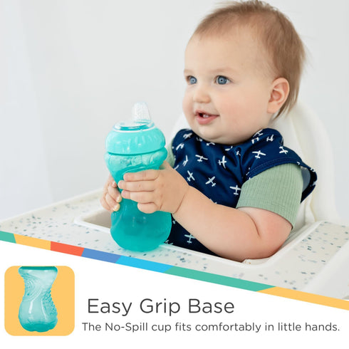 3 Pack Nuby No Spill Toddler Sippy Cups - Toddler Cups Spill Proof with Easy and Firm Grip - Aqua, Coral, Yellow