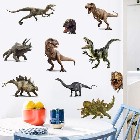 Kiddle 3D Watercolour Dinosaur Kids Wall Stickers, Peel and Stick Removable Wall Decals for Nursery, Bedroom, Living