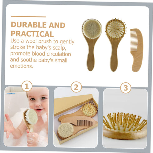 Set Set Toddmomy Wooden Hair Brush Comb Brush for Girls Boys Boy Girl Newborn Hair Care