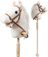 HollyHOME Stick Horse Plush Handcrafted Hobby Horse with Wood Wheels, Neighing and Galloping Sounds, White, 36 Inches