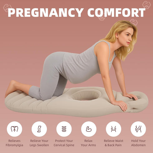 Swimming Inflatable Pregnancy Pillow, Pregnant Woman's Abdominal Hole Full Body Inflatable Bed Abdominal Mattress