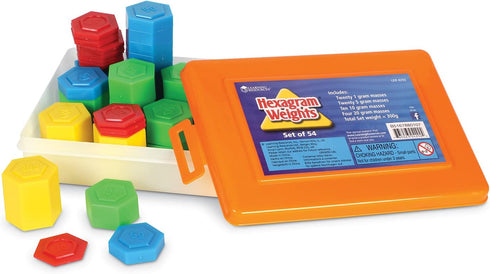 Learning Resources Hexagram Weights - Set of 54 Pieces, Math Teacher Supplies, Math Learning Tools for Ages 8+