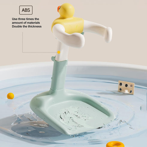 NYXIFYLO (824 Baby Shower Stand Adjustable Toddler Bath Seat Rack with Anti-Slip Base, Portable Duck Design Baby Bath