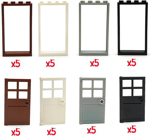 ZHX 40PCS Kids(20 Set) Doors and Frame Building Block Toys for MOC Creative House Brick Accessories Compatible