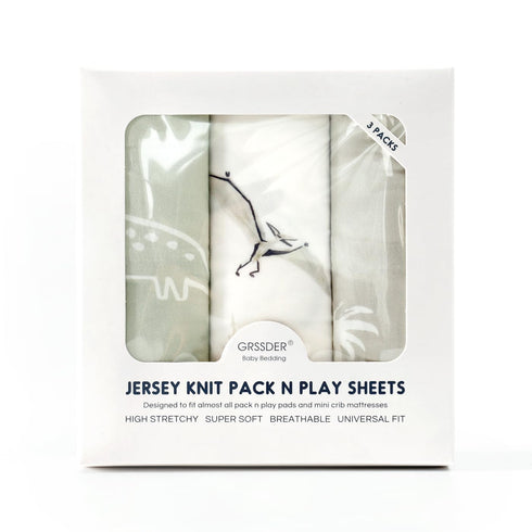 Pack 3 Pack, Pack GRSSDER n Play Sheets Fitted Stretchy Ultra Soft Jersey Knit and Play Sheets, Universal Fitted