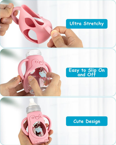 3 Pack 9OZ Silicone Sleeves for MAM Baby Bottles - Anti Breakage Baby Bottle Holder, Compatible with MAM Baby Bottle