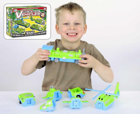 POPULAR PLAYTHINGS Magnetic Mix or Match Vehicles 2 Toy Play Set, 12 Pieces