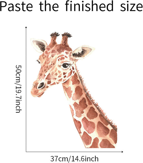 ROFARSO Lifelike Cute Giraffe Animal Vinyl Wall Stickers, Removable Wall Decals for Nursery Baby Bedroom Living Room