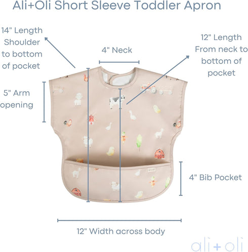 6m+ Ali+Oli Smock Bibs for Babies, BPA-Free Oeko-Tex Certified, Waterproof Baby Smock, Machine Washable, Toddlers Ages