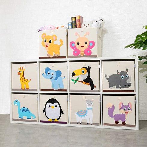 CLCROBD Foldable Animal Cube Storage Bins, Fabric Toy Box/Chest/Organizer for Kids Nursery, 13 inch (Toucan)