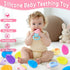 8PCS 3+ DIYDEC Prefilled with Easter Eggs Teething Toys, Baby Rattles Teether Toys Party Favors for Kids Silicone