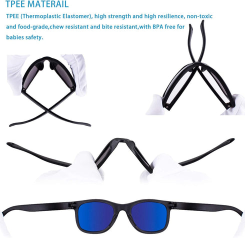 MAXJULI Baby Infant Sunglasses, Safe and Soft with Adjustable Strap, BPA Free, for 0-24 Months, Model 7002