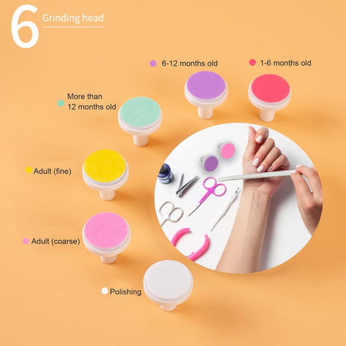 Trimmer Pad,6pcs Trimmer Nail Baby Nail Replacement Pads Professional Electric Nail File Grinding Heads Accessory