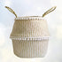 NUOBESTY Natural Round Seagrass Belly Basket with Handles for Storage, Nursery, Laundry, Picnic, and Toy Storage