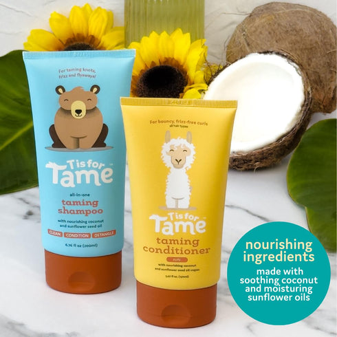 Set 6.76 5.07 oz T is for Tame - Baby Shampoo & Conditioner for Curls Bundle Plant-Based Tear-Free Hair Care