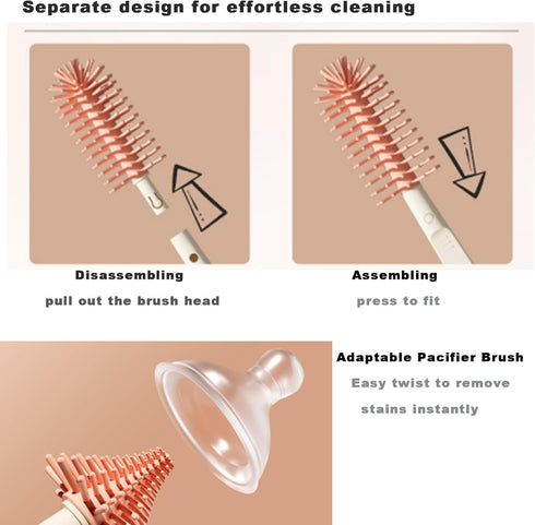 Set Essential-6 1 PandaEar Portable Bottle Brush with Case, Baby Travel in Bottle Cleaning Tool, Bottle Cleaner Kit