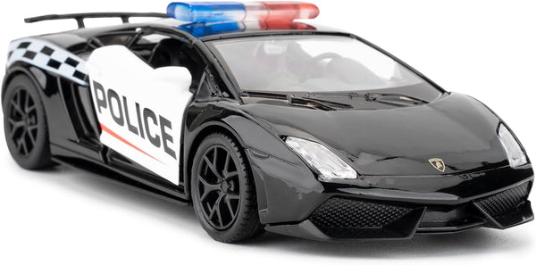 BDTCTK 1/36 Scale Lamborghini Gallardo Police Car Model, Zinc Alloy Die-Cast Pull Back Vehicles for Kids Gift