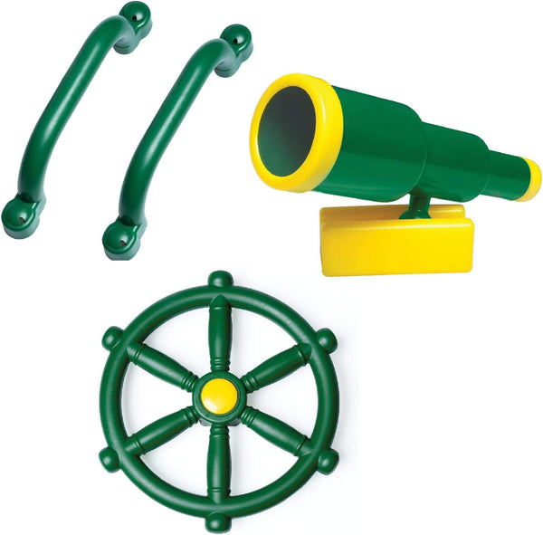 Playground Accessories for Kids - Pirate Telescope, Steering Wheel & Safety Handle Bars for Outdoor Playsets