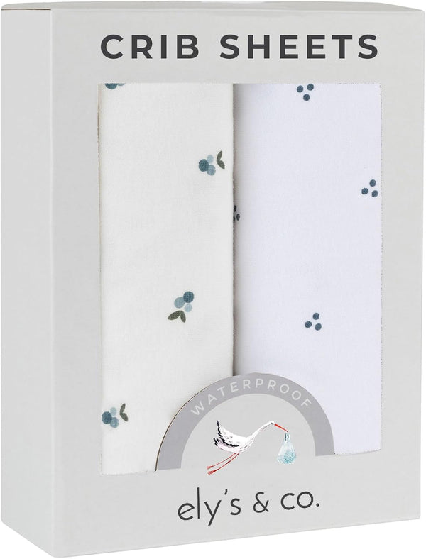 Ely's & Co. Patent Pending Waterproof Crib Sheets, 100% Cotton with Waterproof
