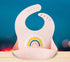 Silicone Rainbow Baby Bibs & Suction Bowl Set - BPA-Free Adjustable Bib with Food Catcher + Premium Utensils (Pink)