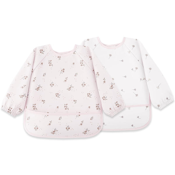 Susurration Feeding Bibs Long Sleeve 2 Pack (Pink Flower)