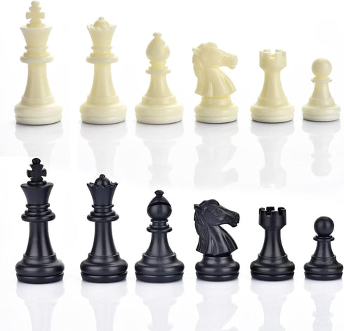 Chess Pieces Only, Magnetic Plastic Chessman Set for Replacement of Missing Pieces, Includes Storage Bag