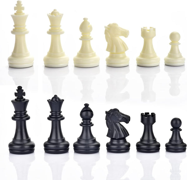 Chess Pieces Only, Magnetic Plastic Chessman Set for Replacement of Missing Pieces, Includes Storage Bag