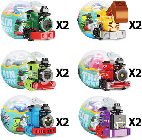 WODMAZ 12PCS Set PreFilled Easter Eggs with Train Building Blocks, Easter Egg Train Toys for Kids Easter Basket
