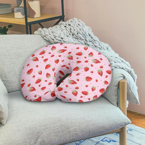 Daulesho Pink Strawberry Newborn U-Shaped Breastfeeding Pillowcase Watercolor Strawberries Nursing Pillow Covers