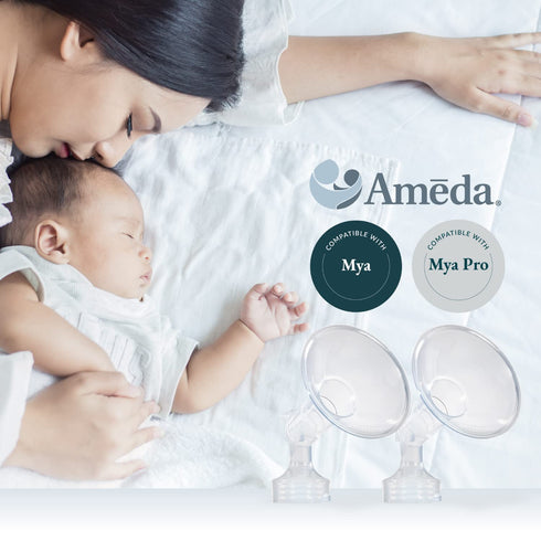 Ameda 30mm, 2 Count, Mya Breast Pump Replacement Flanges Comfort Fit Angled Flange