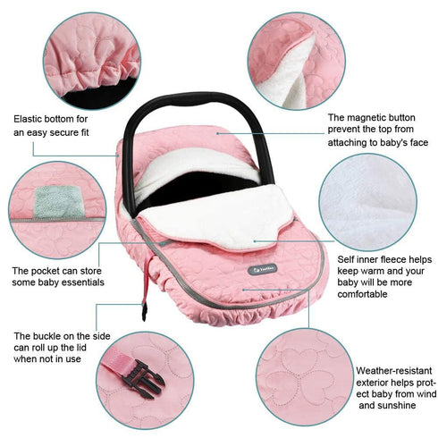 Yoofoss Baby Car Seat Cover Winter Carseat Canopies Cover to Protect Baby from Cold Wind, Super Warm Plush Fleece Baby