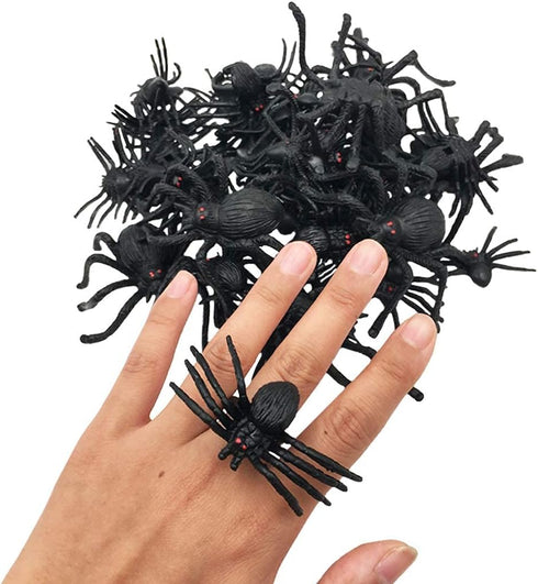 kockuu 46pcs Realistic Plastic Spider Toys, Fake Spider Prank Prop for Halloween Party Decorations and Gifts